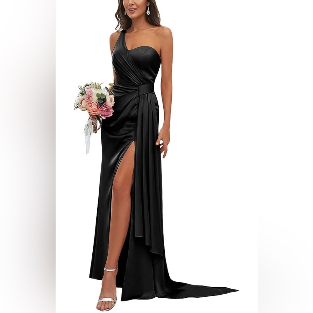 One Shoulder Satin Bridesmaid Dress